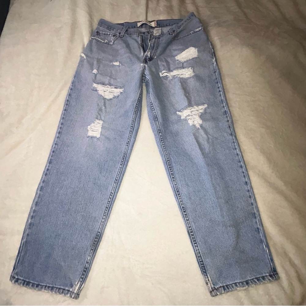 Levi's Light Blue Ripped Straight Men's Jeans made 2004/size34/30